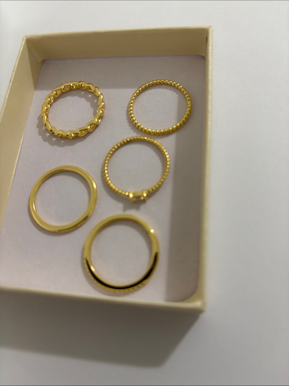 Gold Tone Women's Stackable Ring Set - 5 Pieces